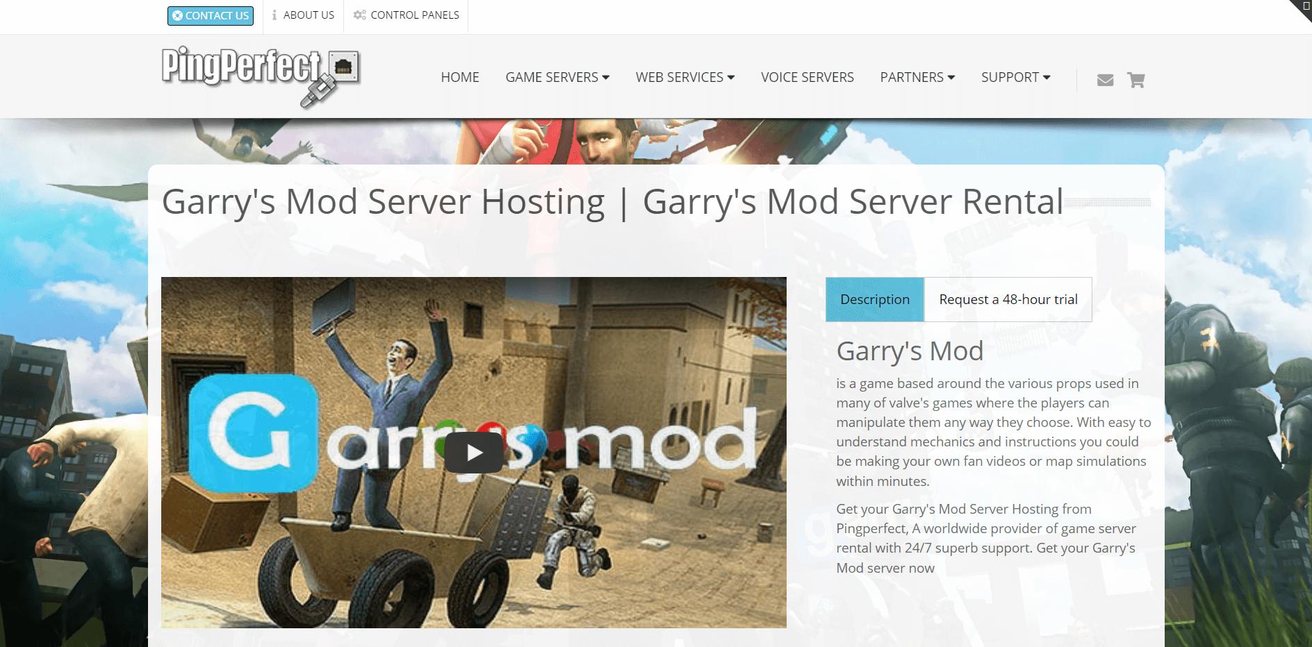 PingPerfect server hosting for Garry’s Mod
