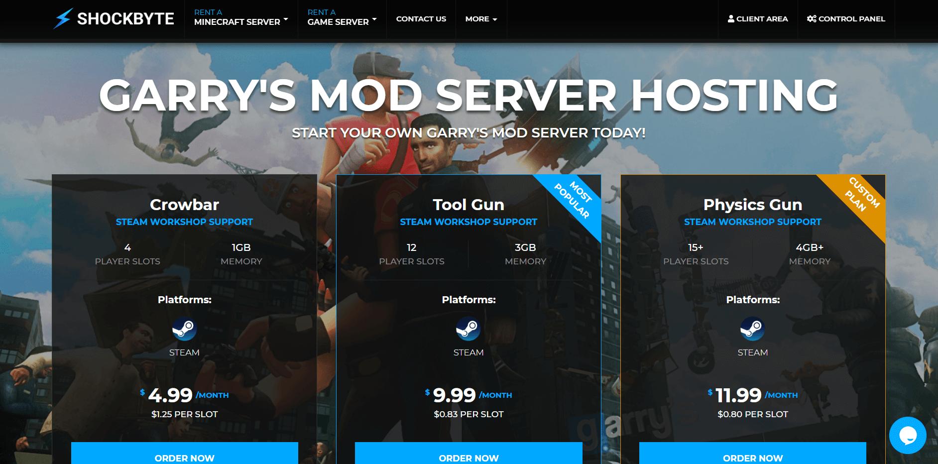 Shockbyte servers for Garry’s Mod