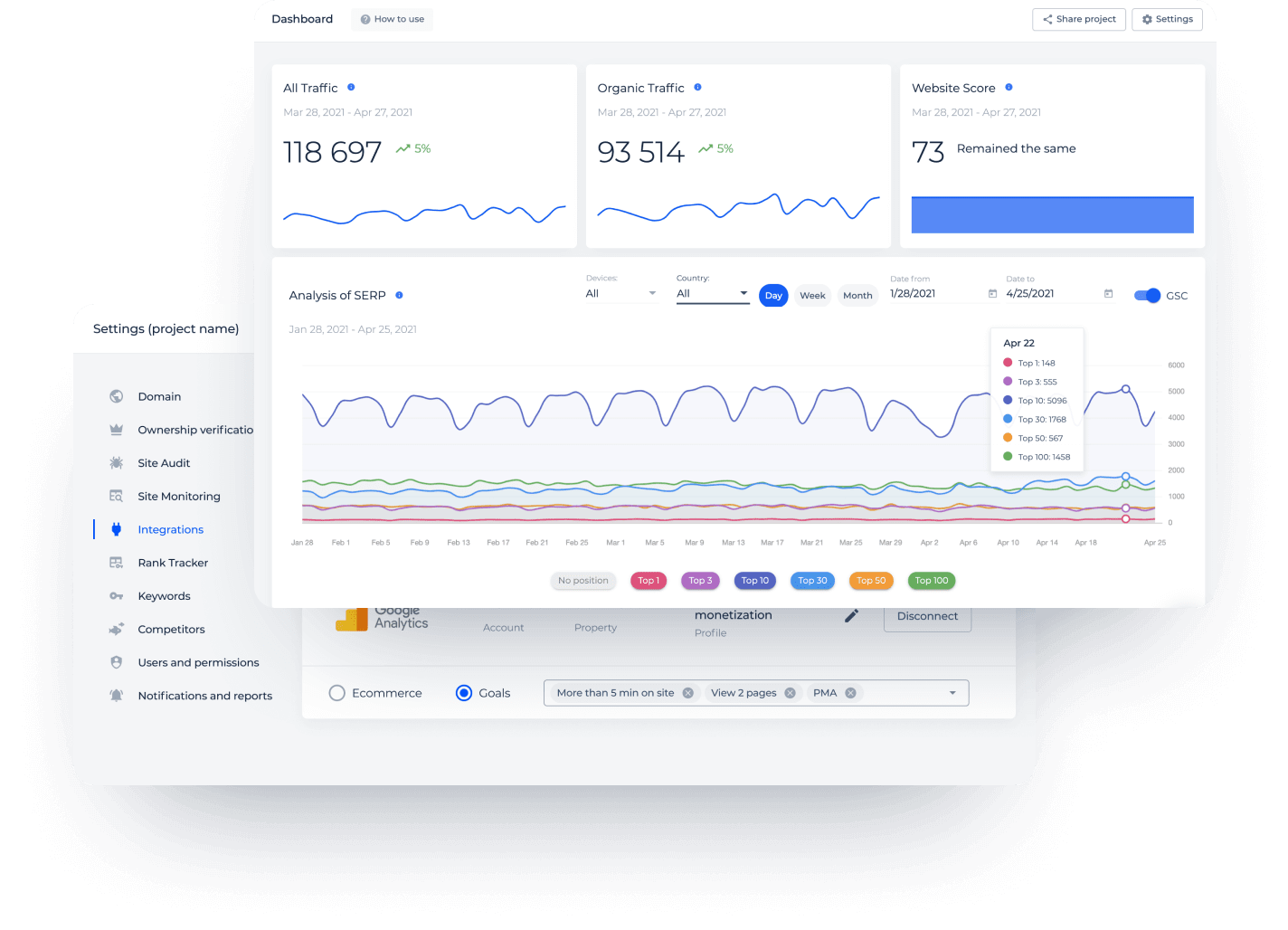 Checking Google Analytics connection via Sitechecker