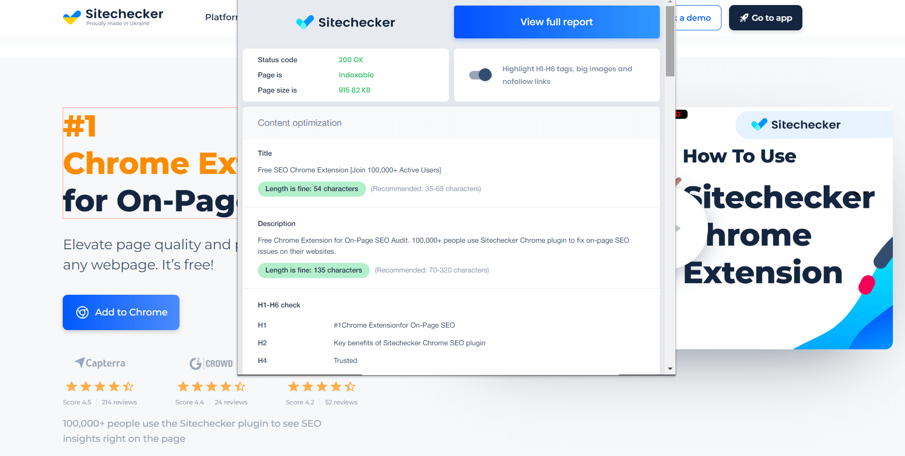 Sitechecker Chrome extension