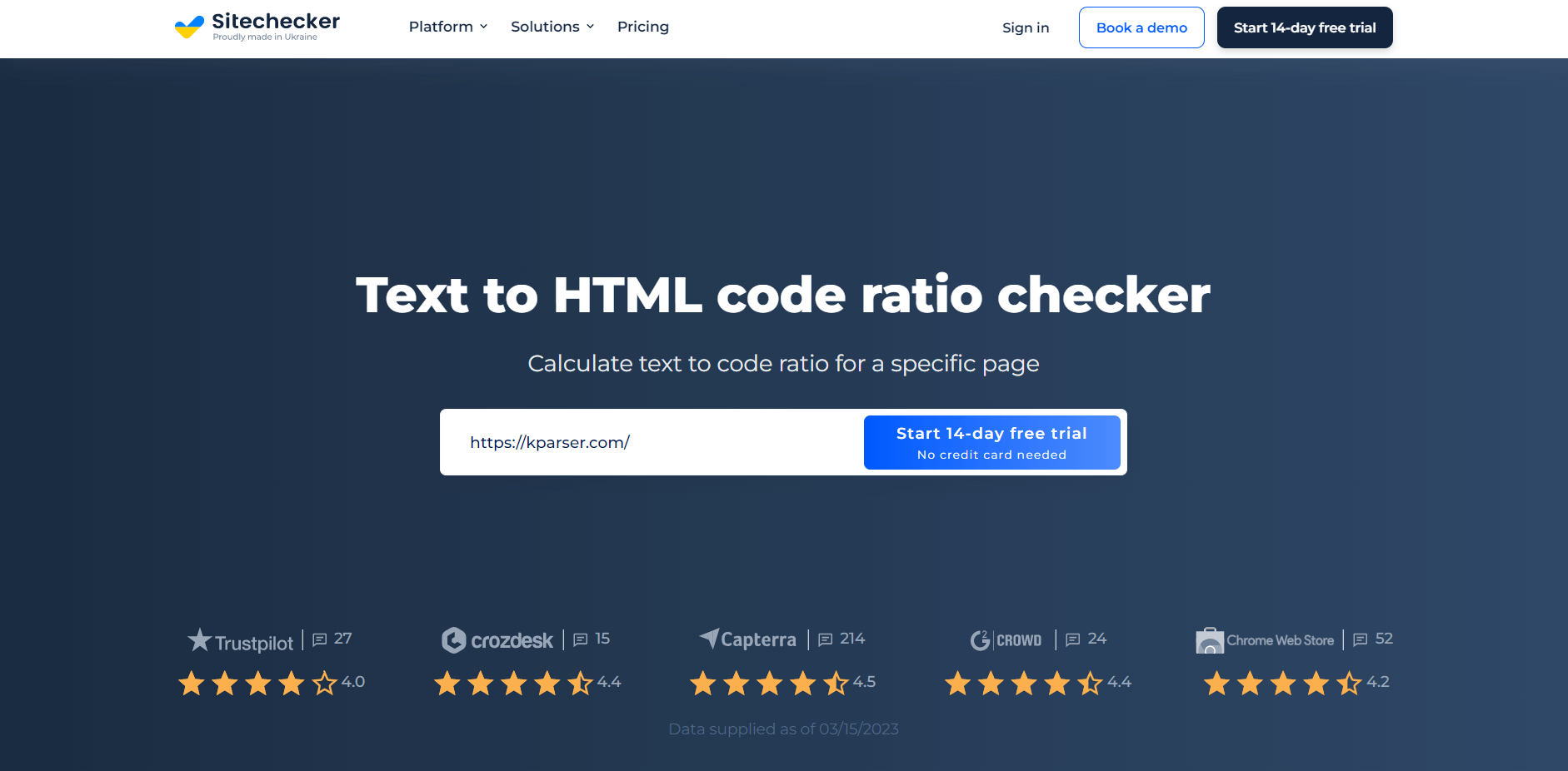 text to html code ratio checker free trial start