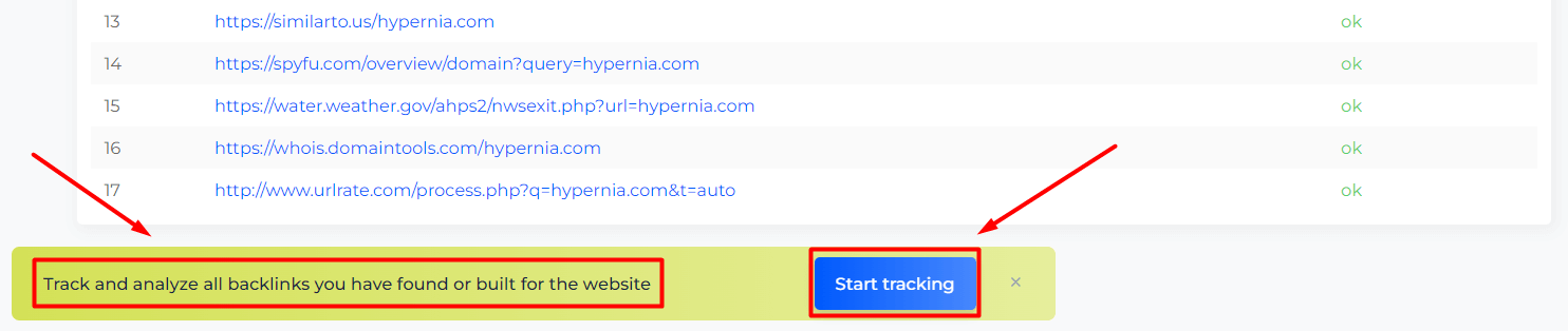 Генератор обратных ссылок Start Tracking