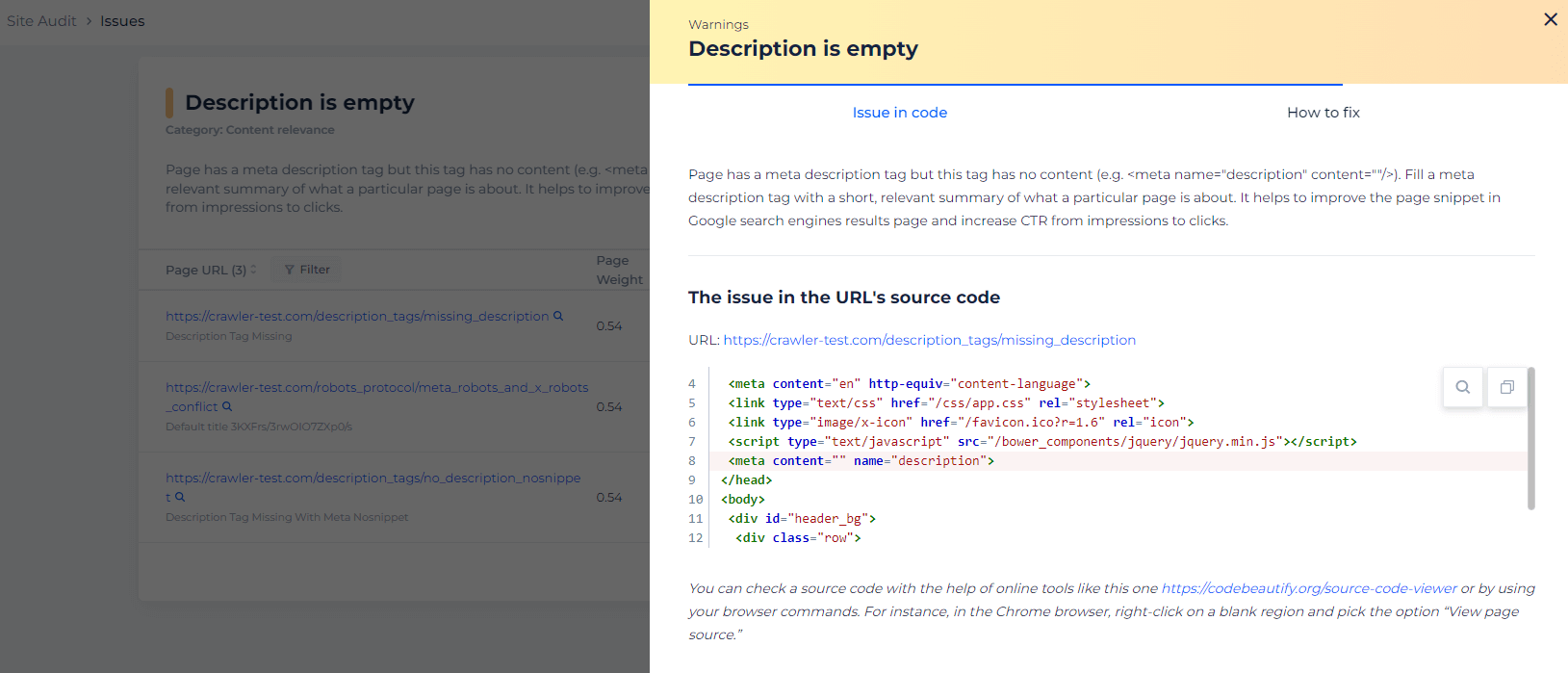 Empty Description Source Code