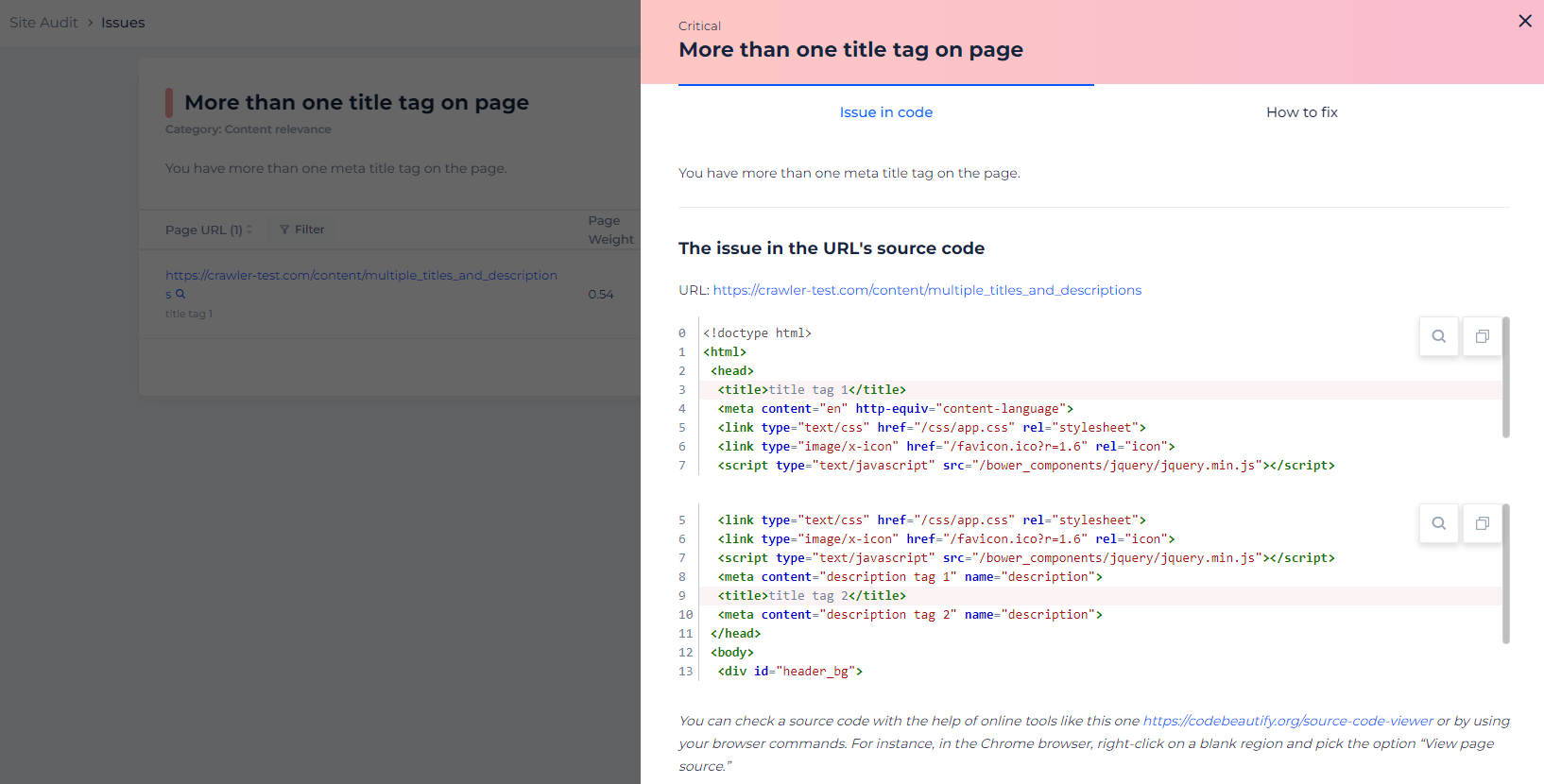 Multiple Title Tags Code
