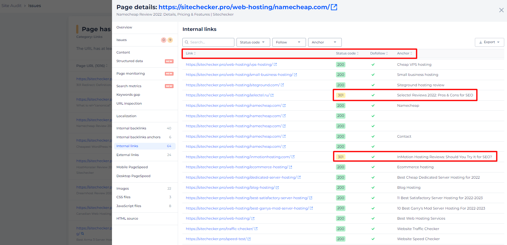 Redirected Links on Page
