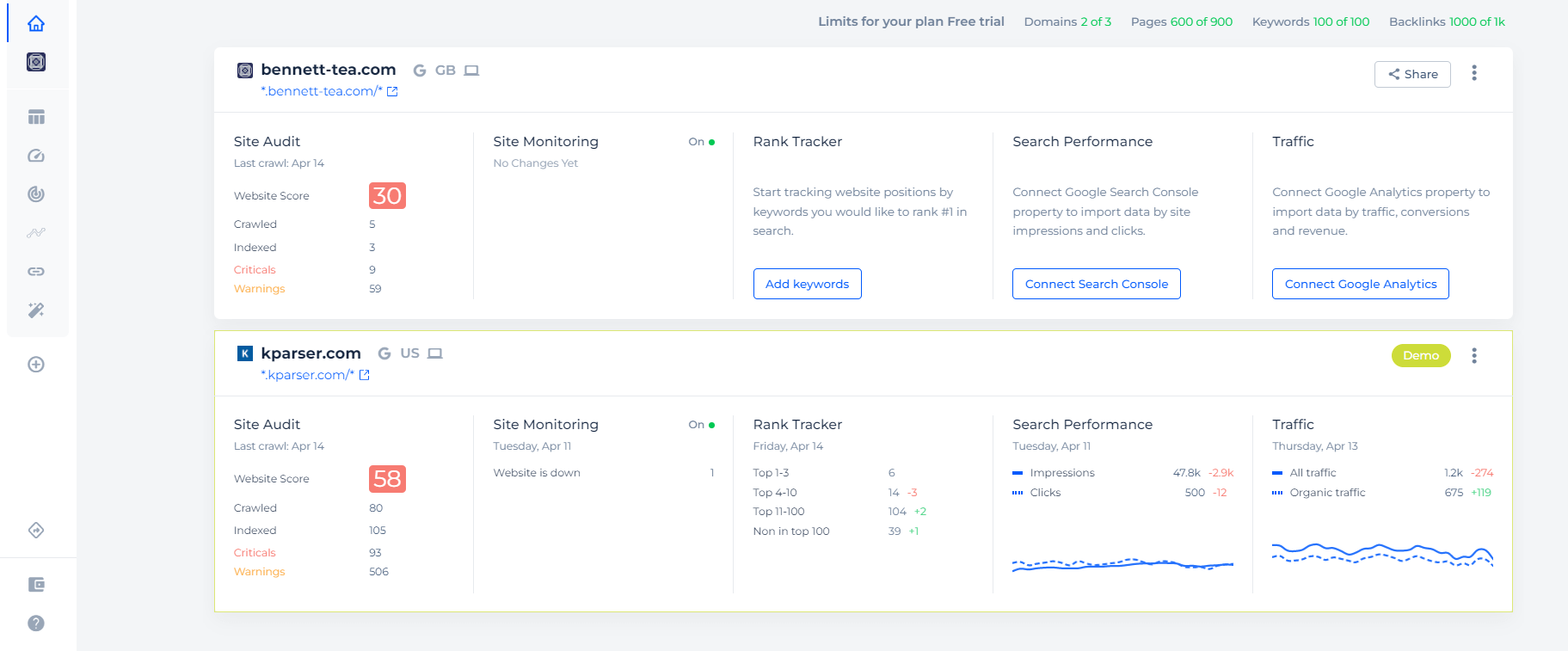 Verificador de tráfego - projetos diferentes