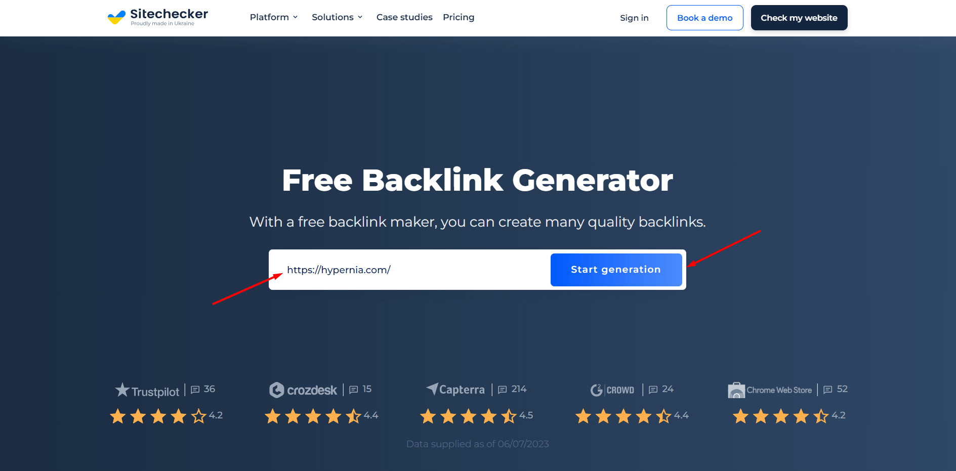 Generador de backlinks Start