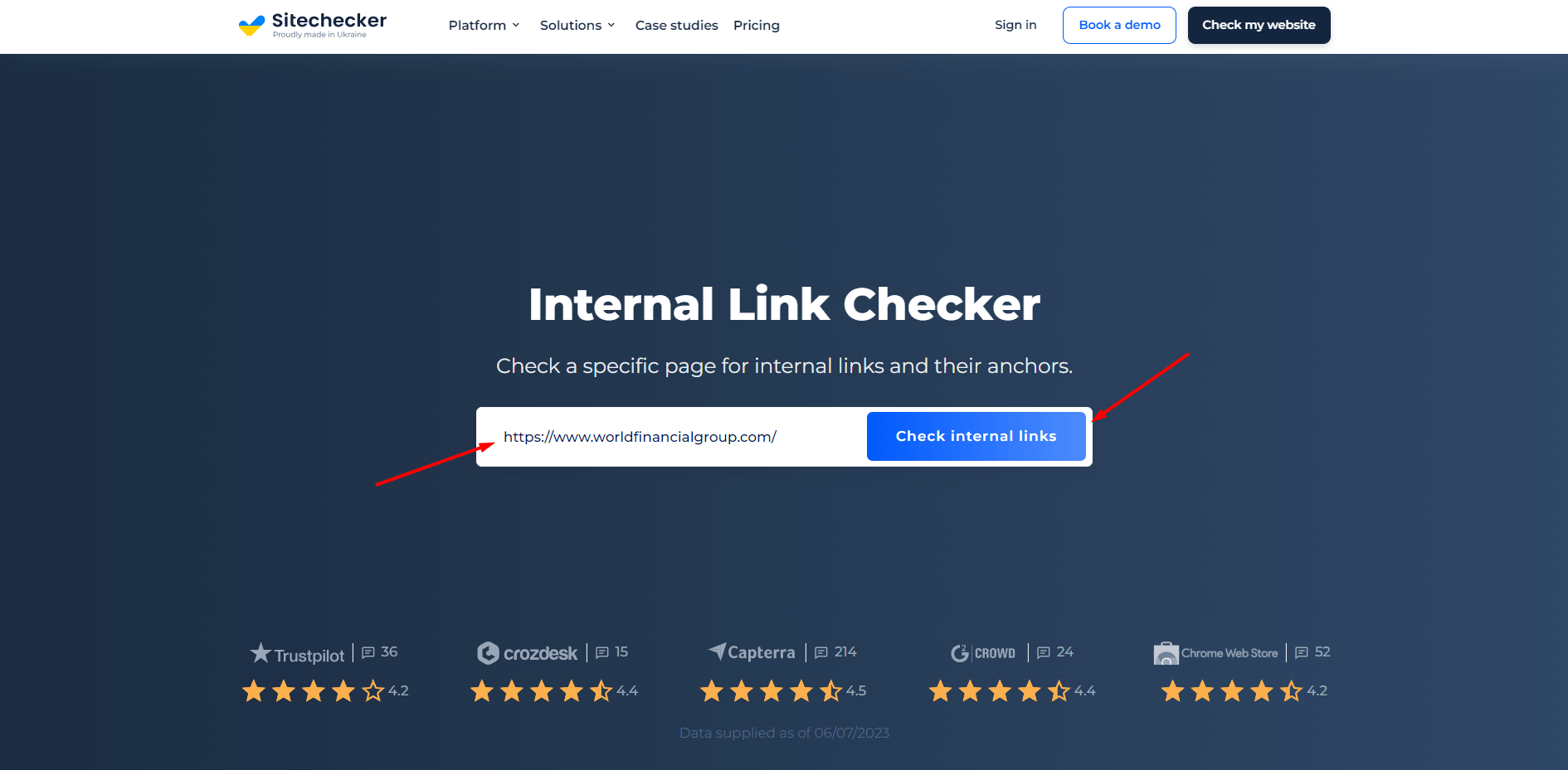 Internal link Checker Start