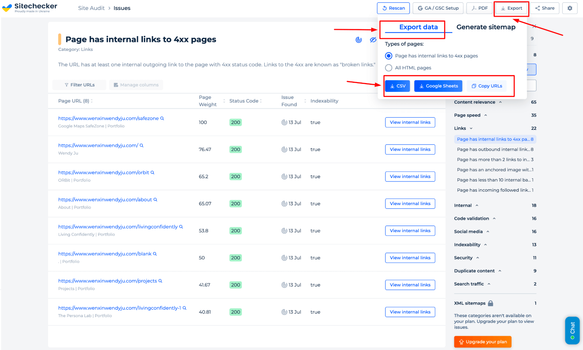 Export Results