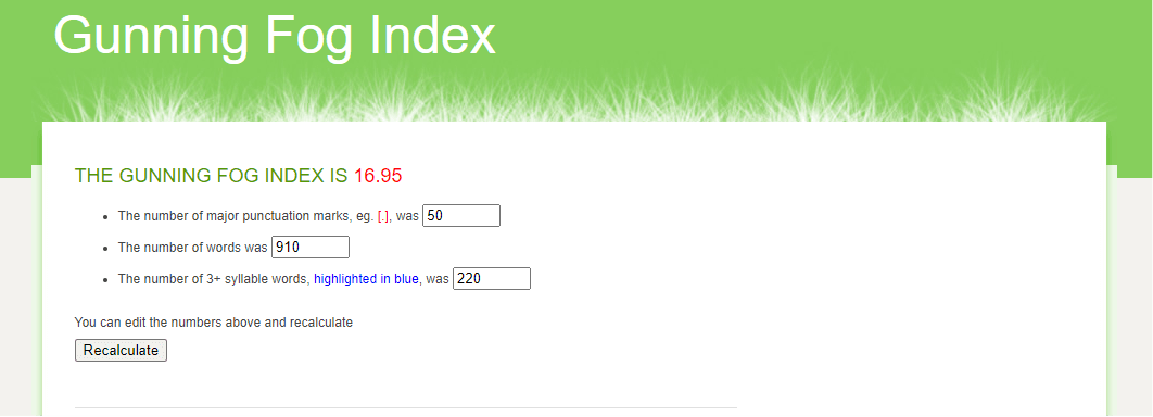 gunning fog index