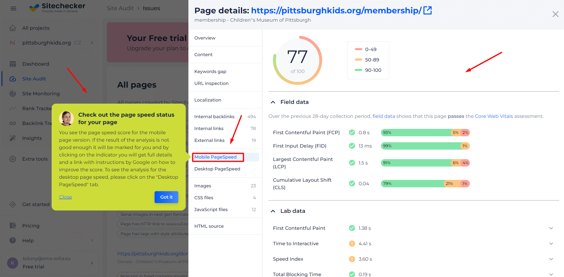 Sitechecker Page Speed