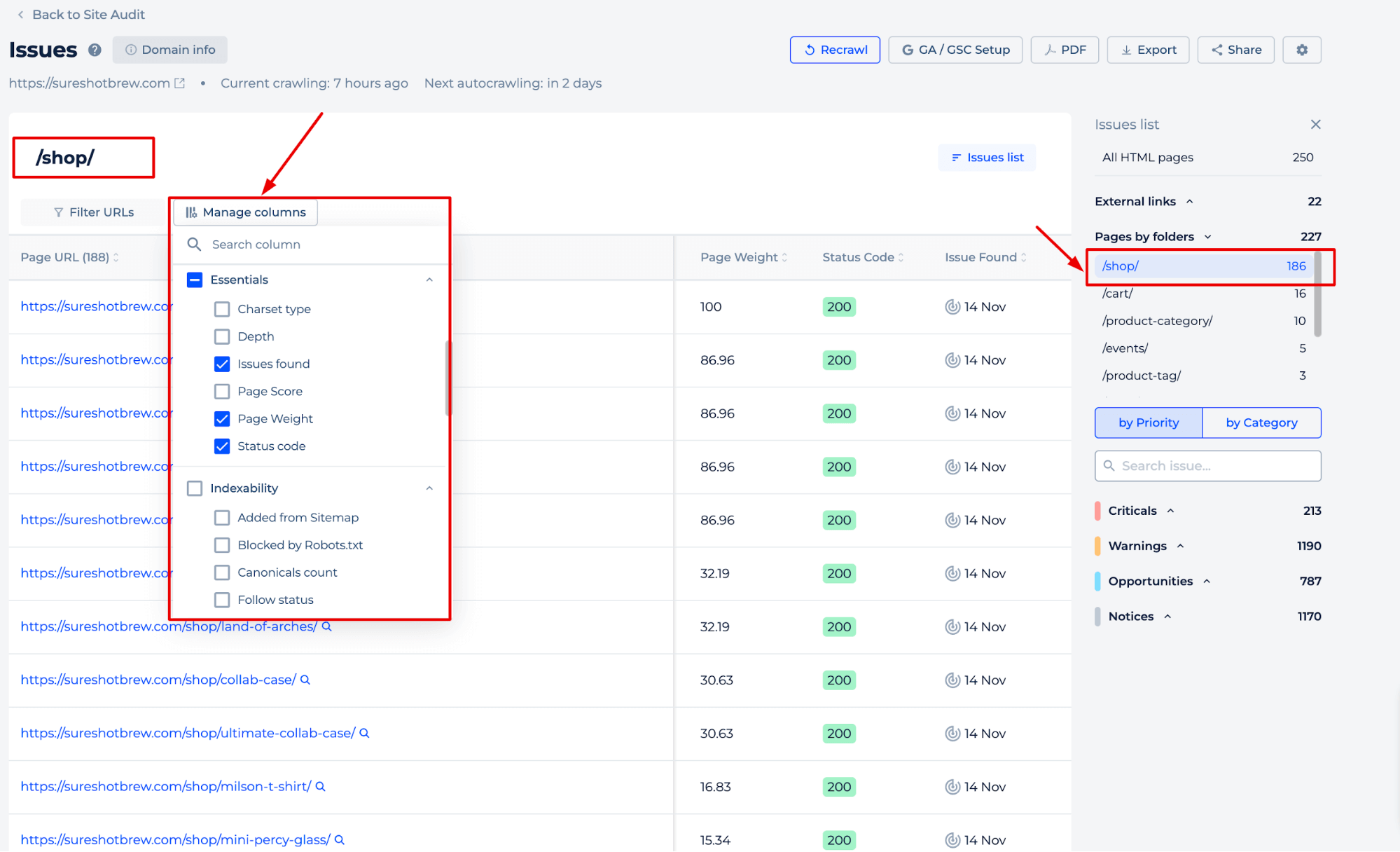 Opciones de visualización de datos del escáner de directorio