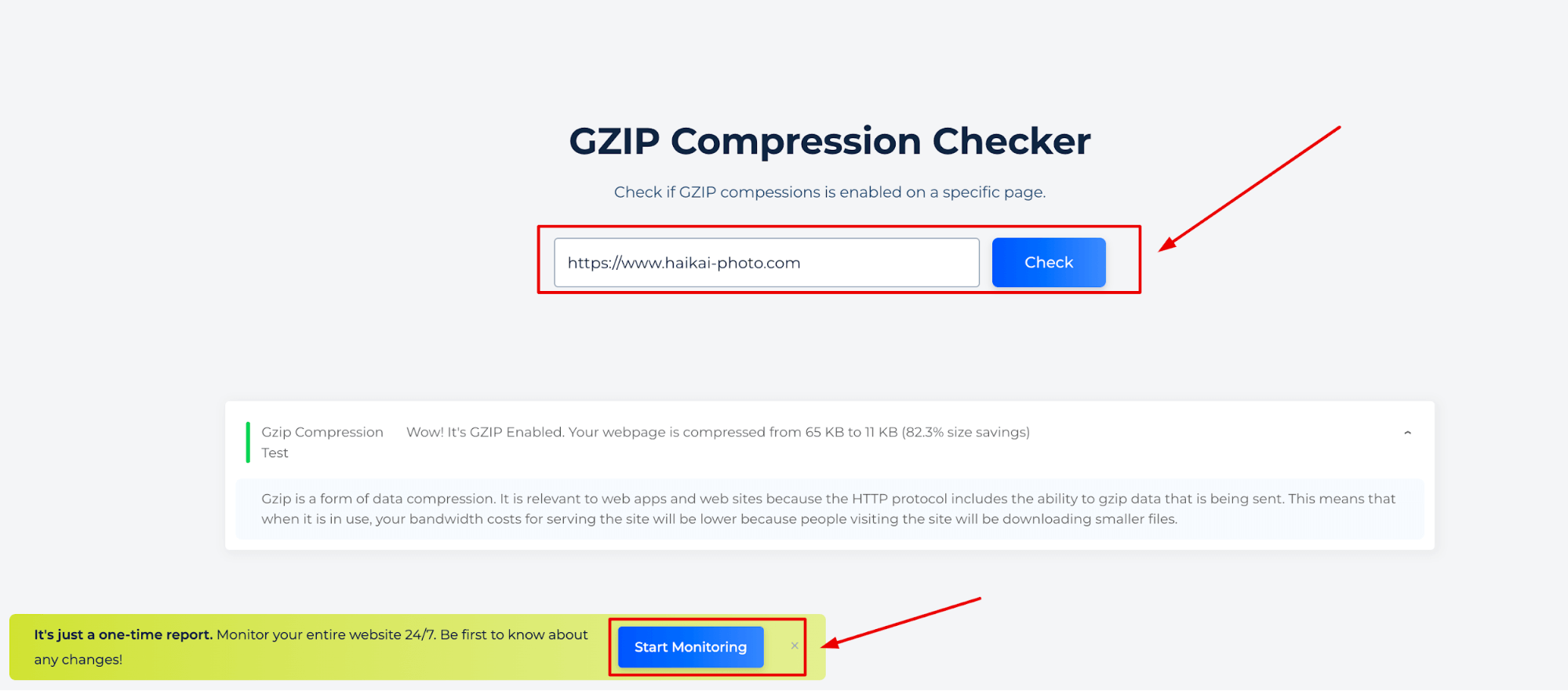 Resultados de la compresión GZIP