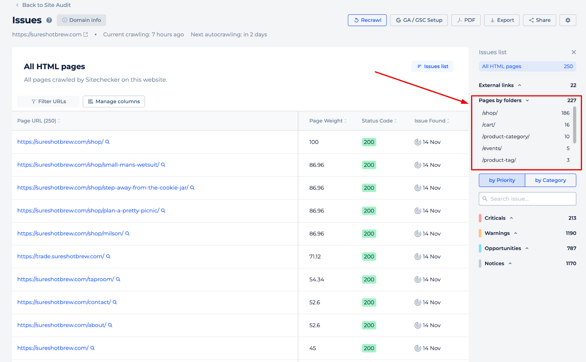 Directory scannerpagina's per map