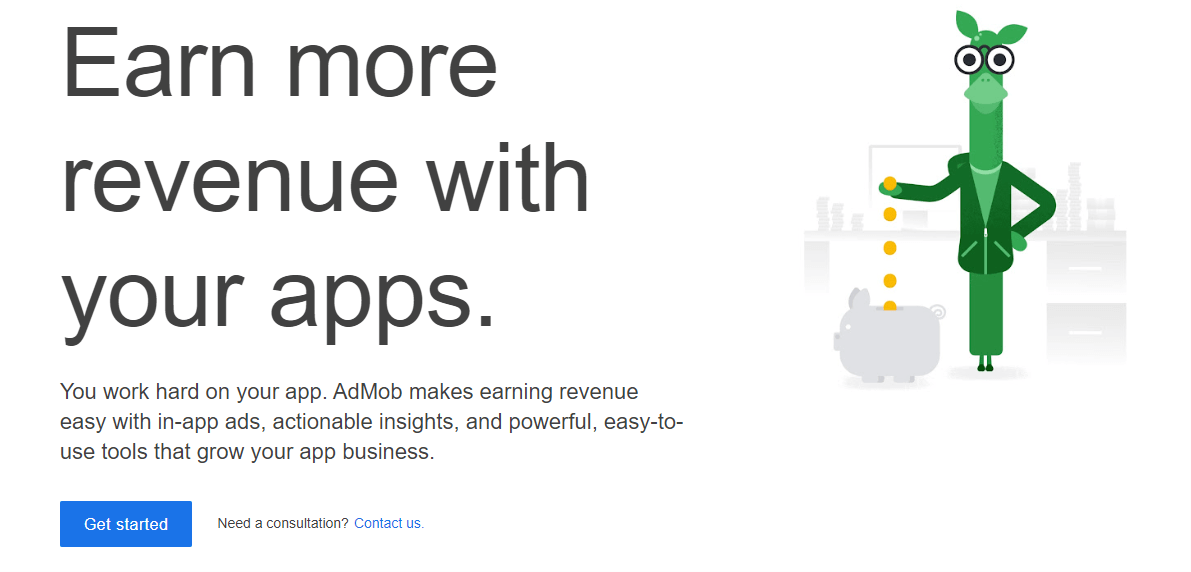 google admob page