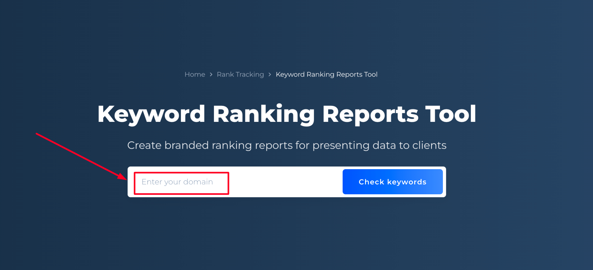 Outil de rapport de classement des mots clés