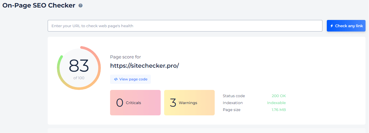 on page speed checker