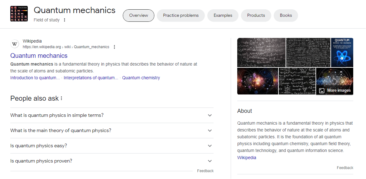 Quantum Mechanics Info