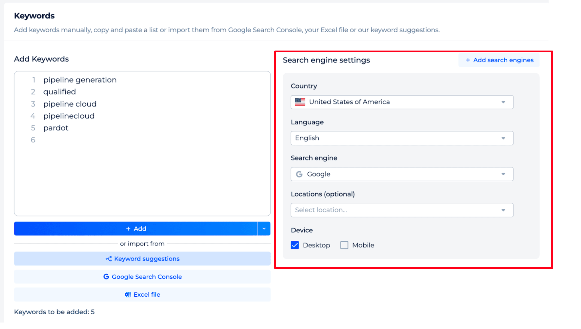 Configuração de locais