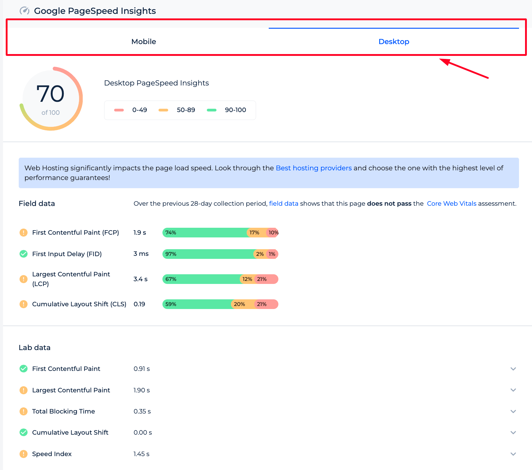 Page Speed  Mobile Desktop