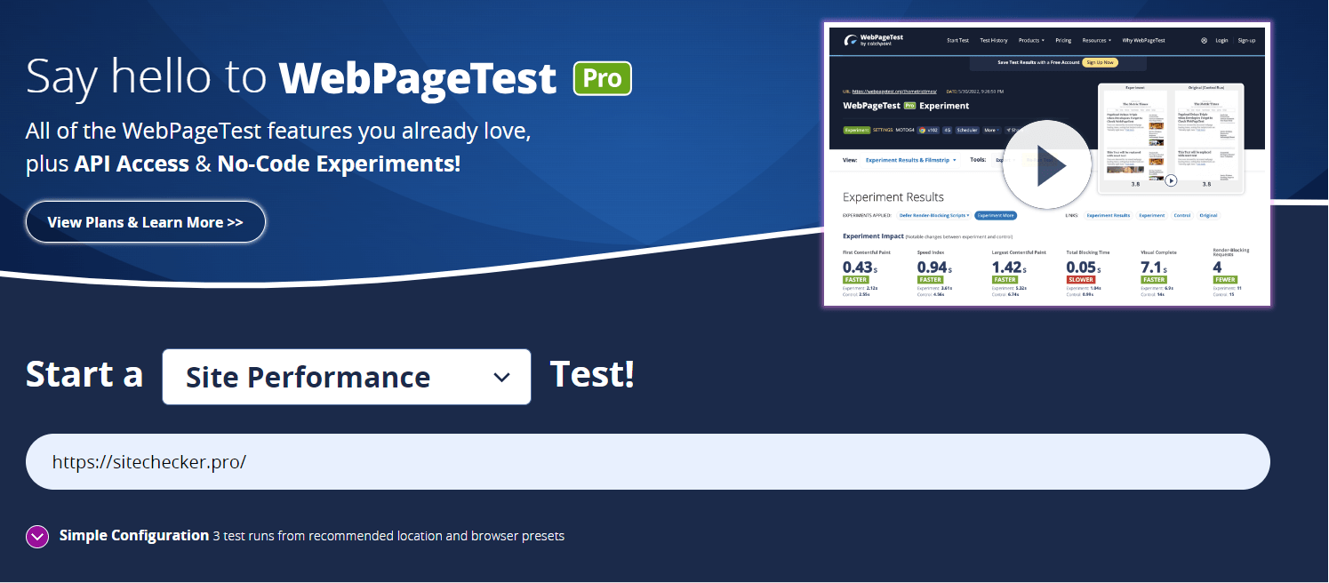 WebPageTest Main