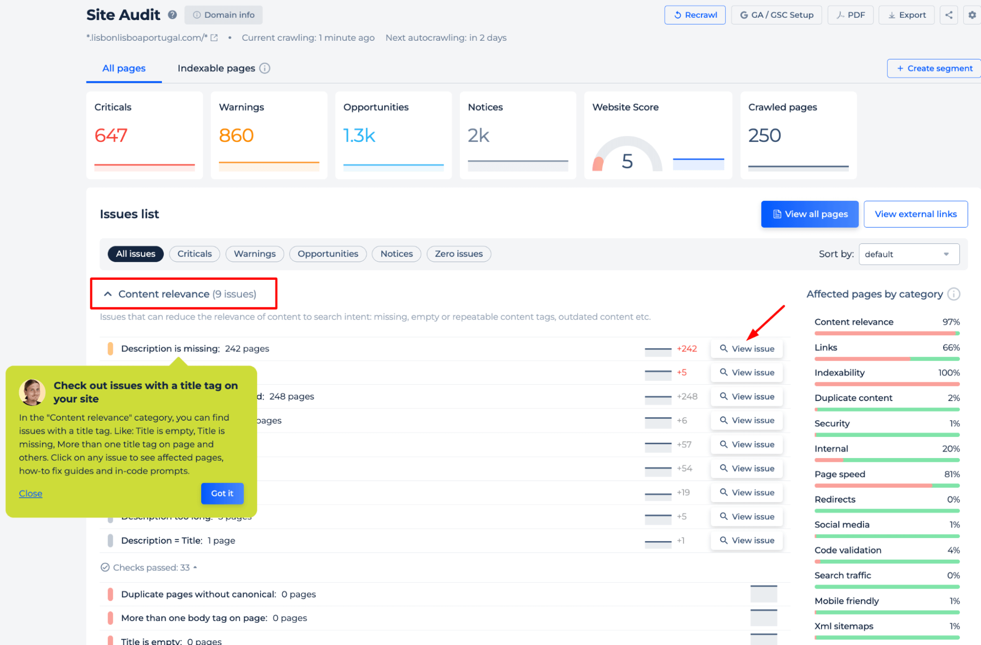 Problemas de relevancia del contenido