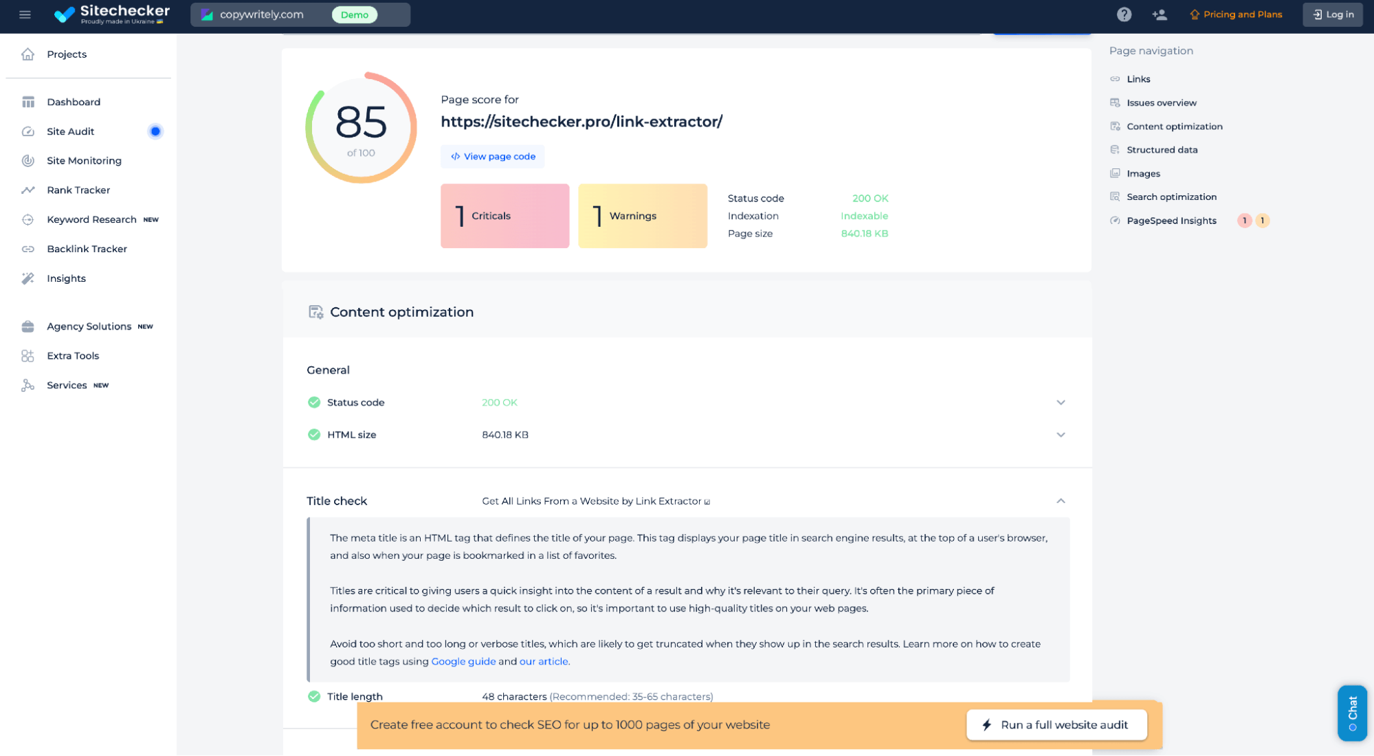 Résultats de l'examen