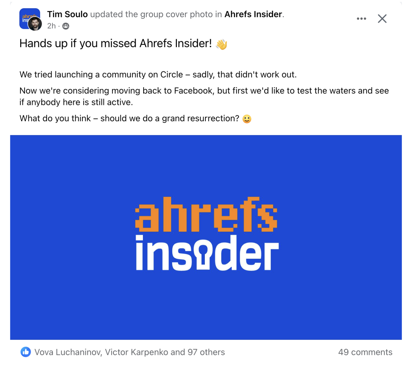 ahrefs community experiment