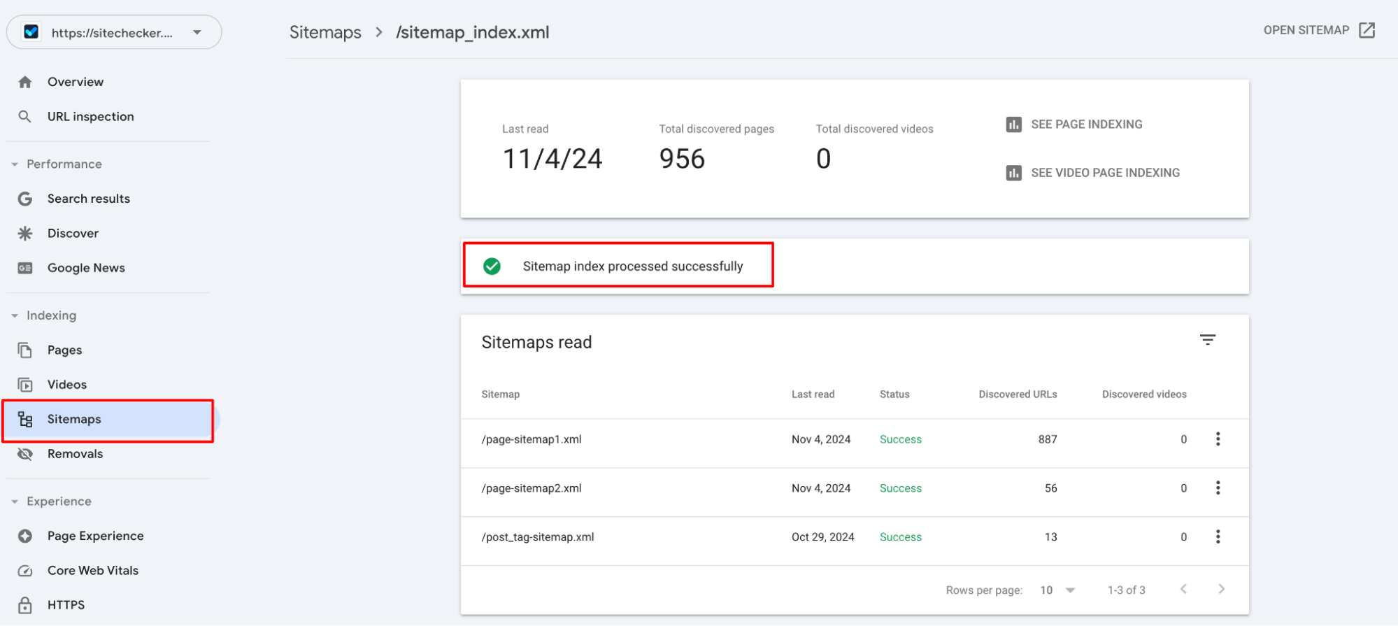 Verify Sitemap Submission