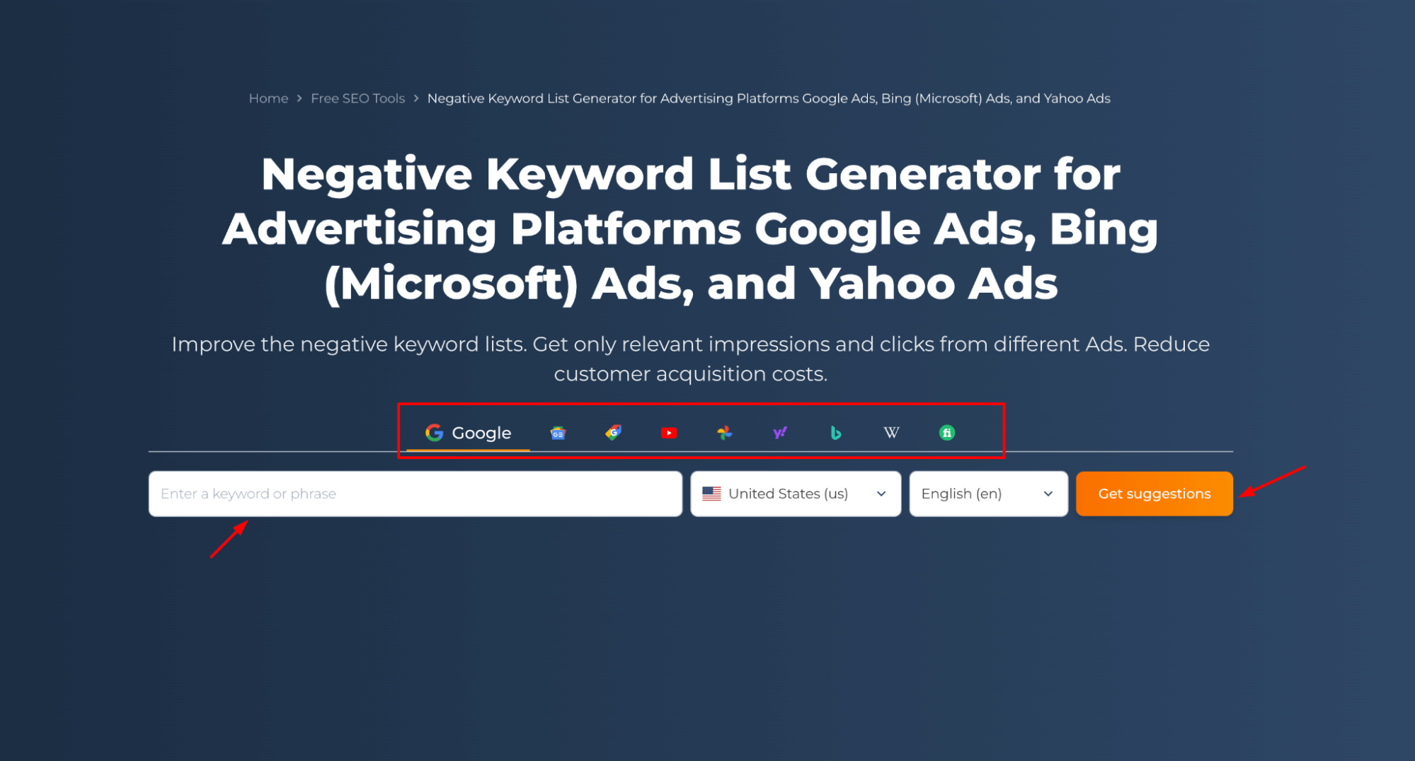 Negative Keyword List Generator