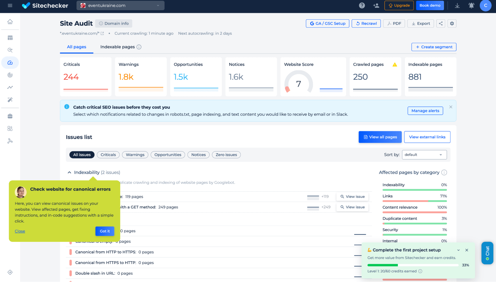 Verificar erros canónicos