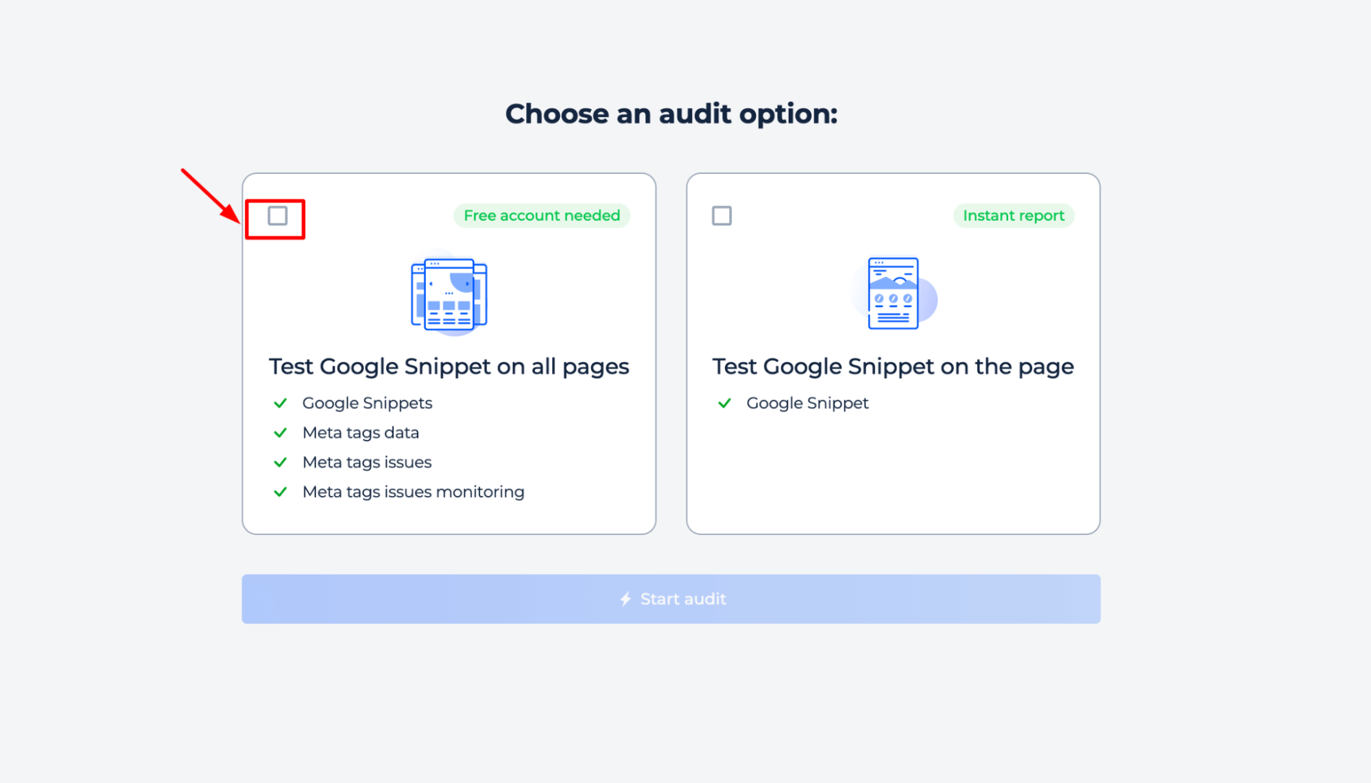 Audit-Option auswählen