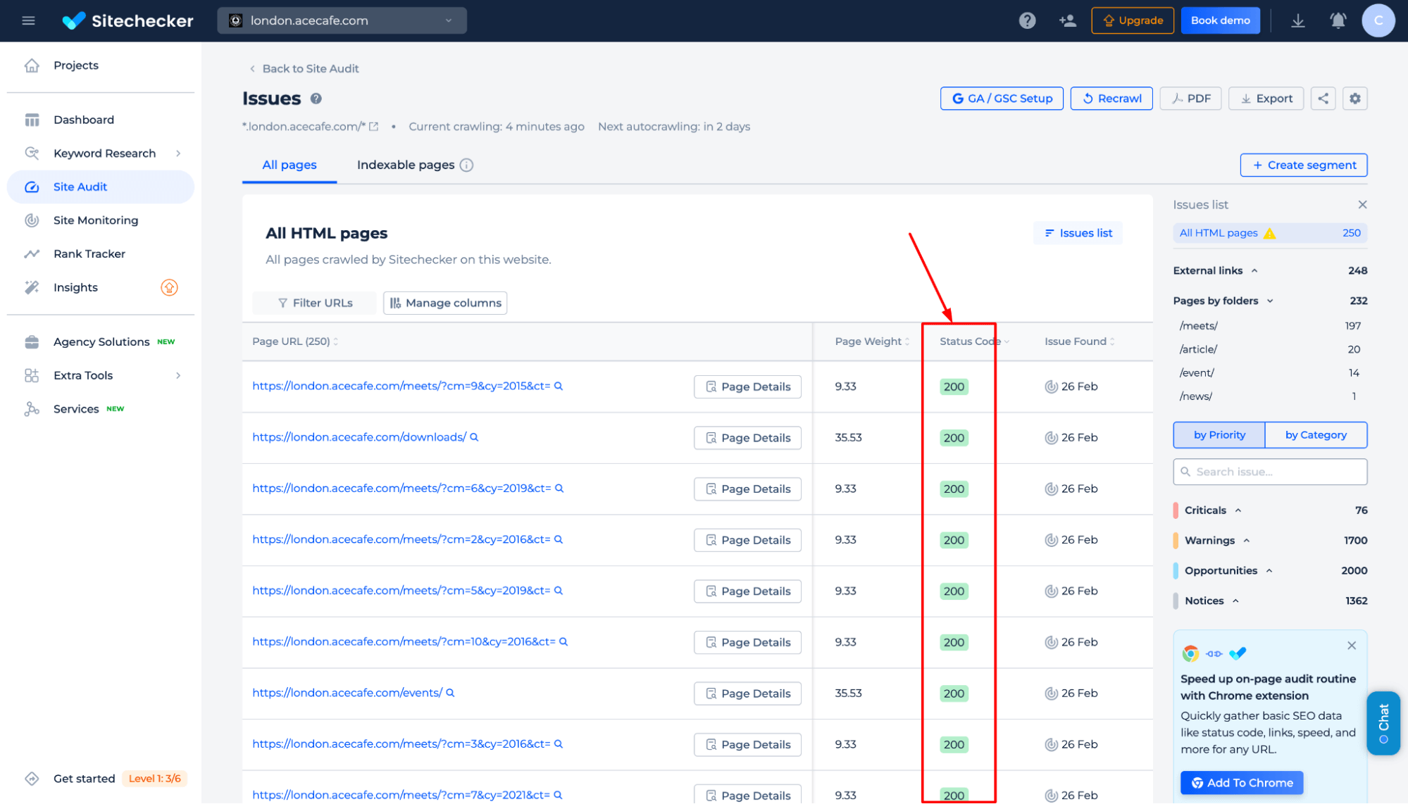 Alle Statuscodes für HTML-Seiten