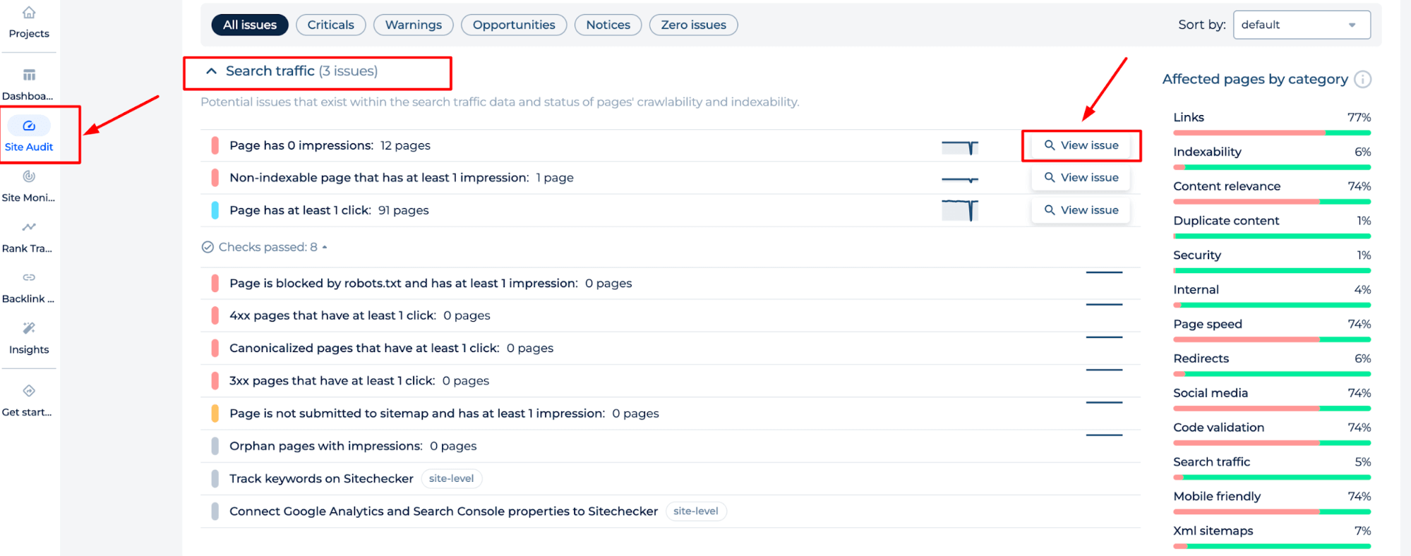 Problemas de tráfego de pesquisa