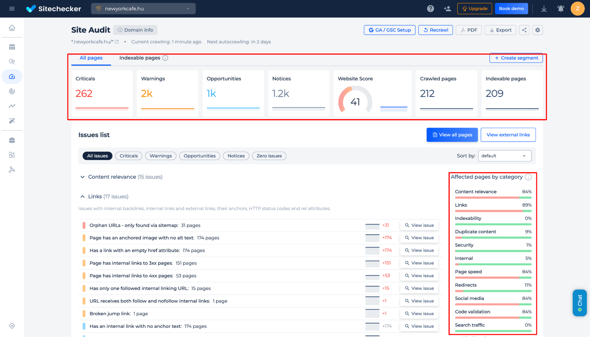 Problèmes d'audit de site