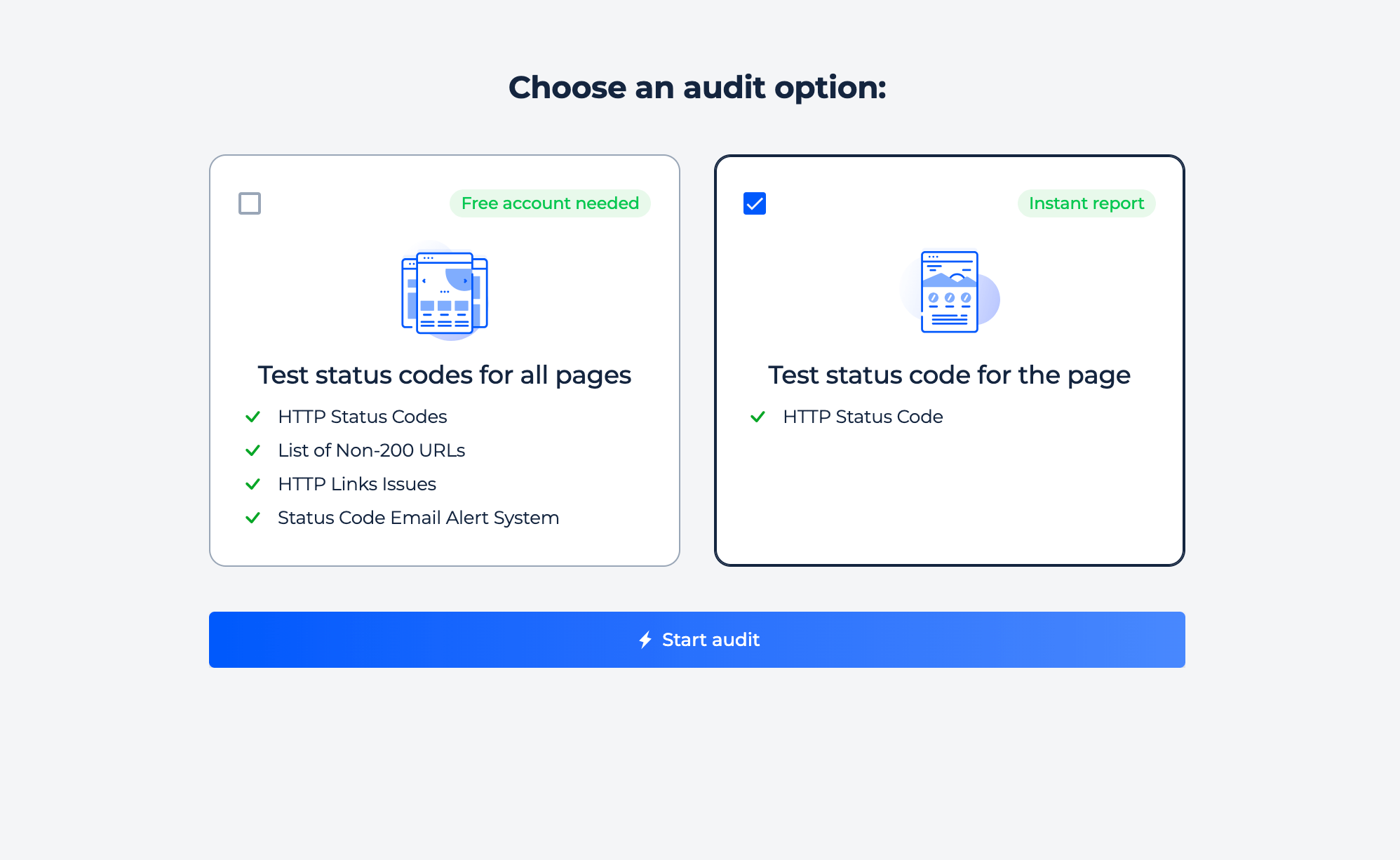 Teste de código de estado de uma página