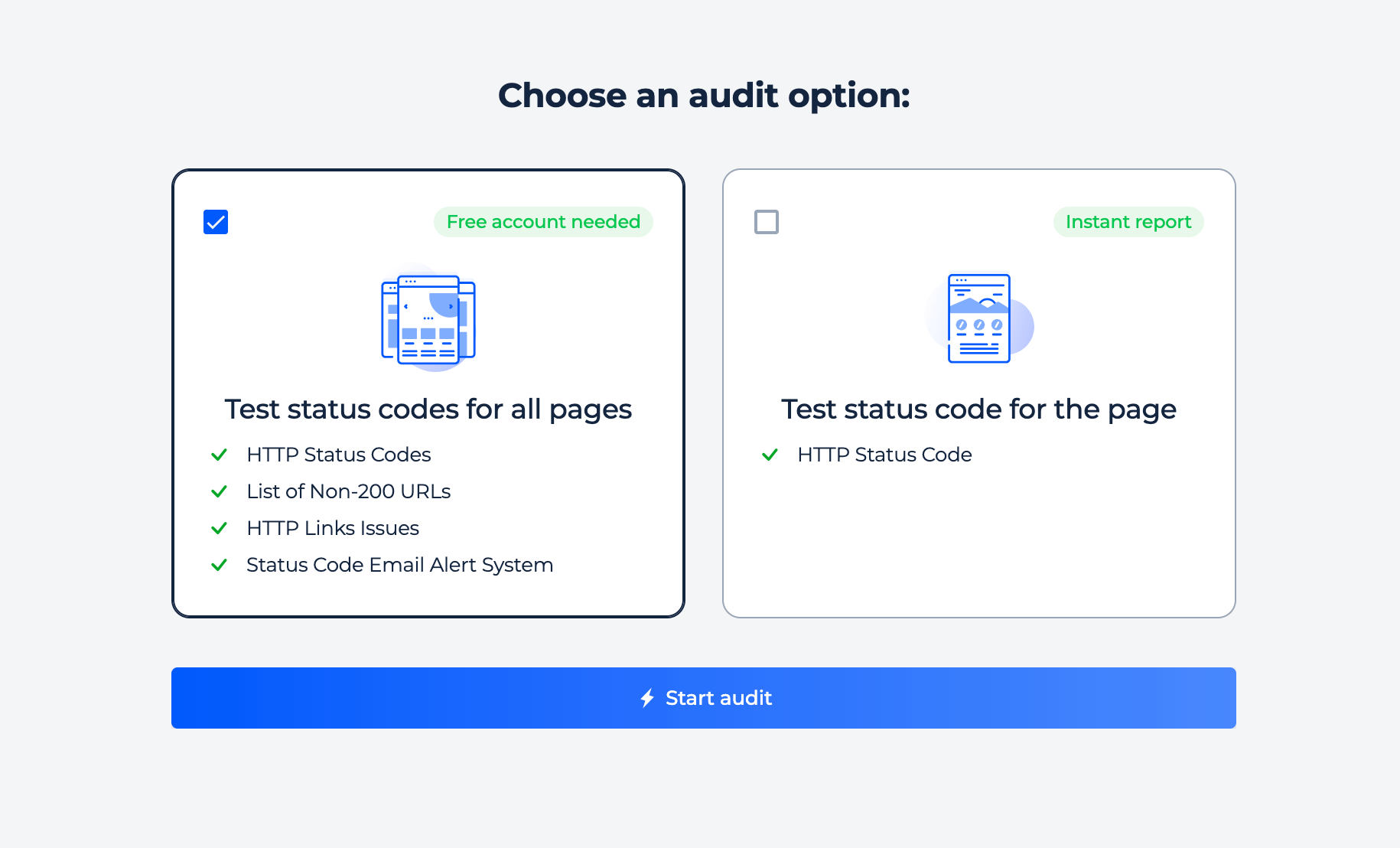 Teste os códigos de estado para todas as páginas