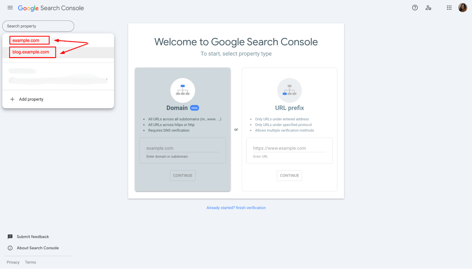 GSC check subdomains