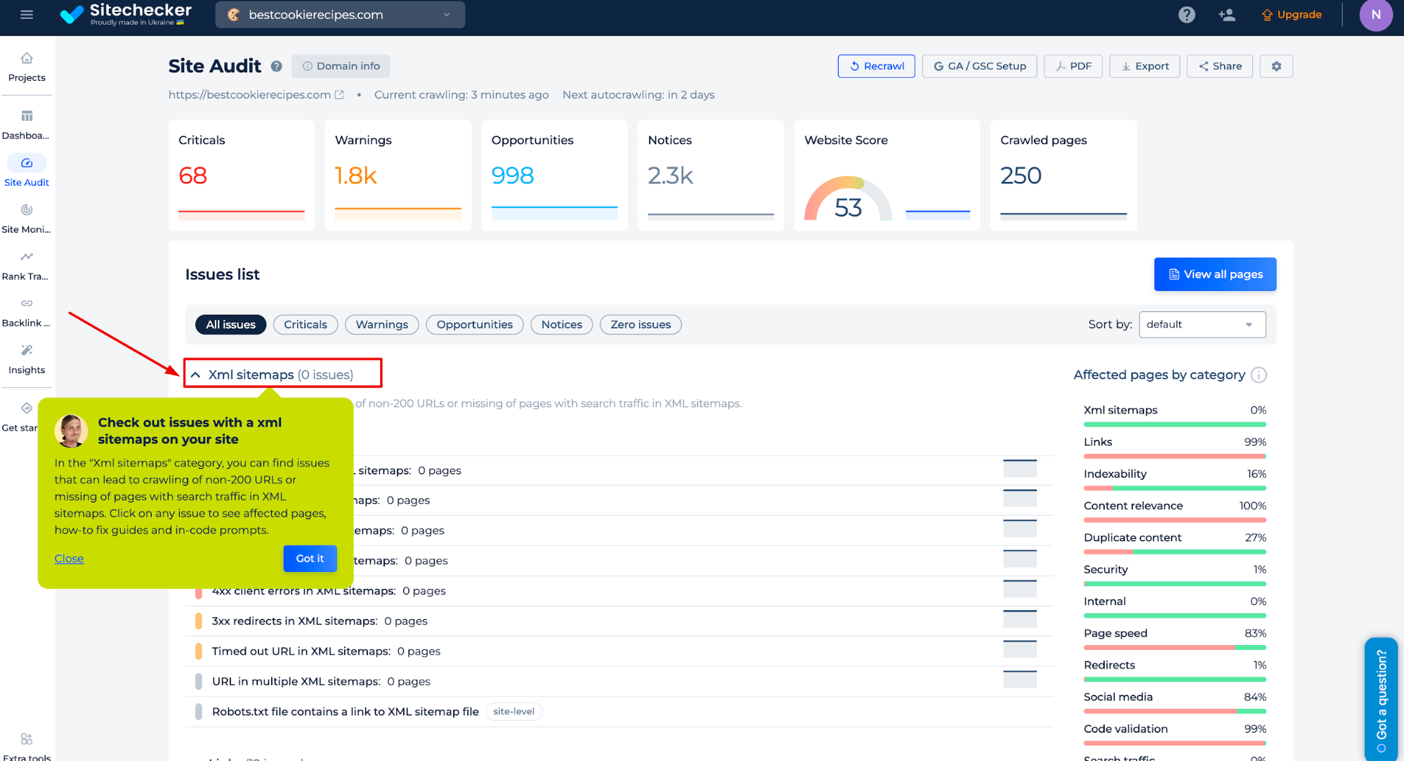 Sitechecker Sitemap Issues