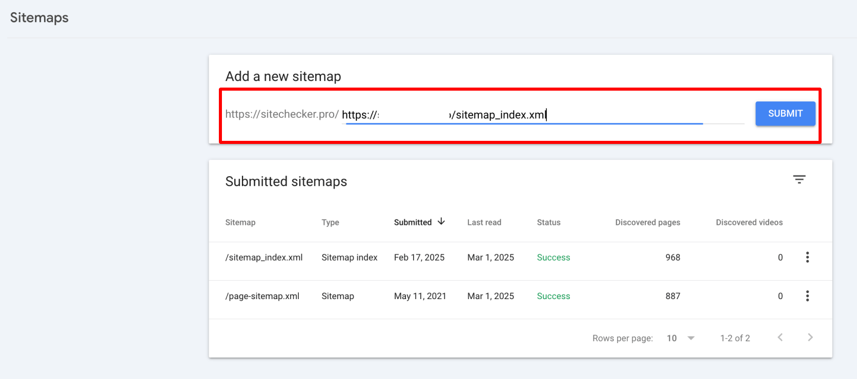 Submit Sitemap Search Console