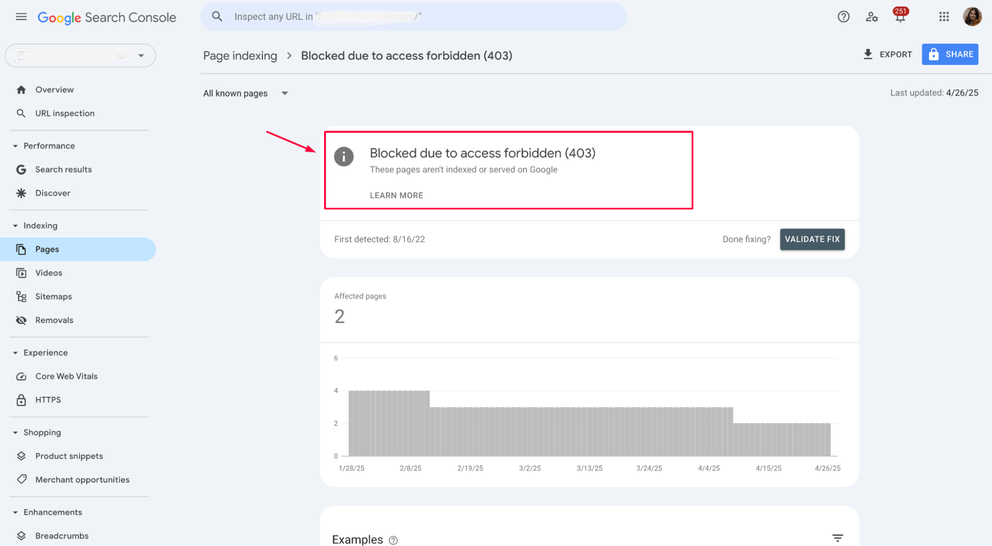 GSC blocked due to access forbidden 403