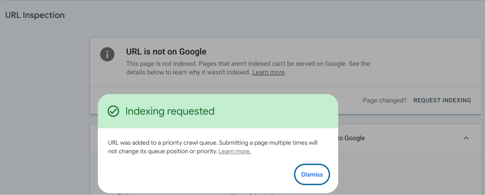 GSC indexing requested