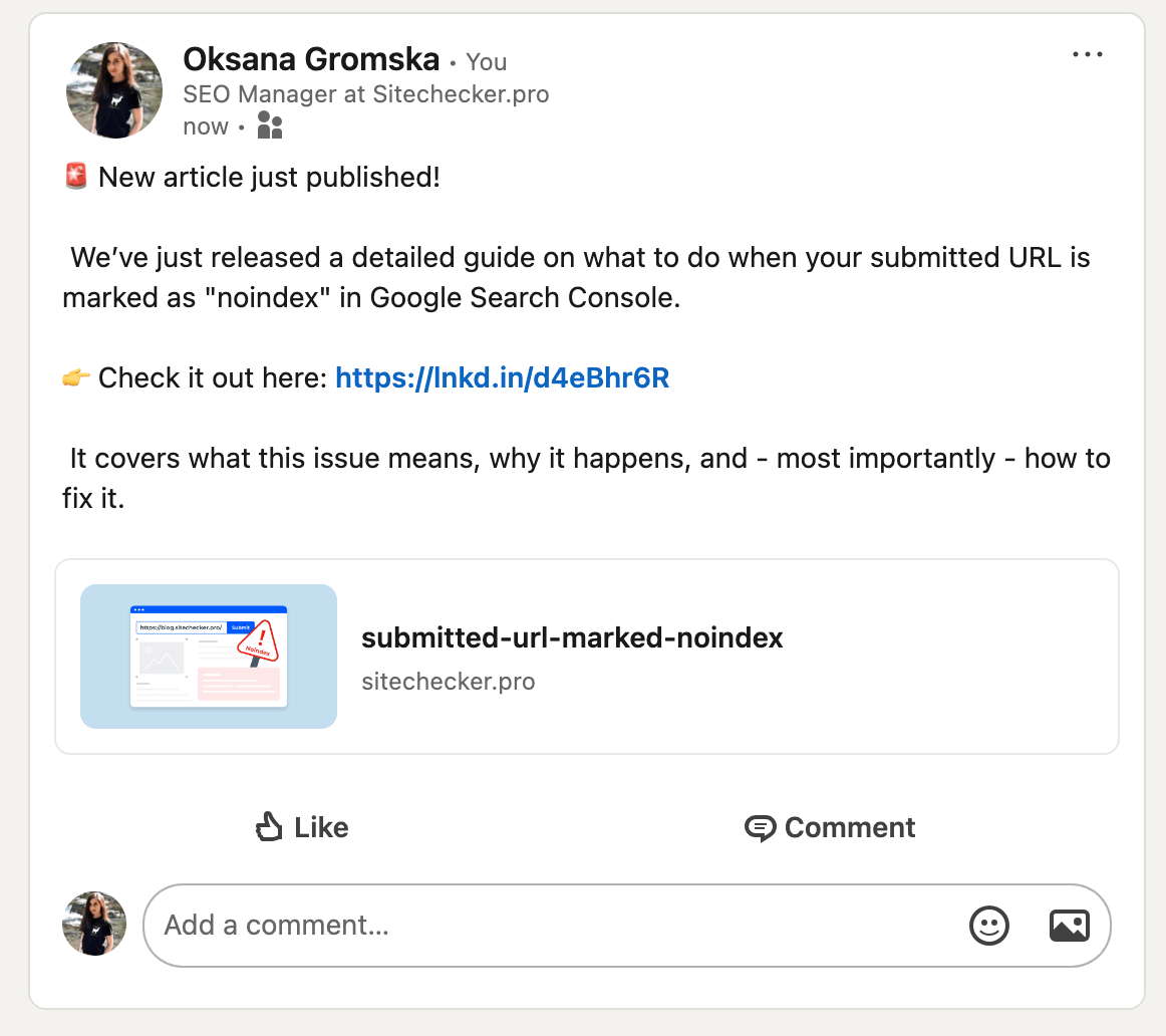 New article published social media post