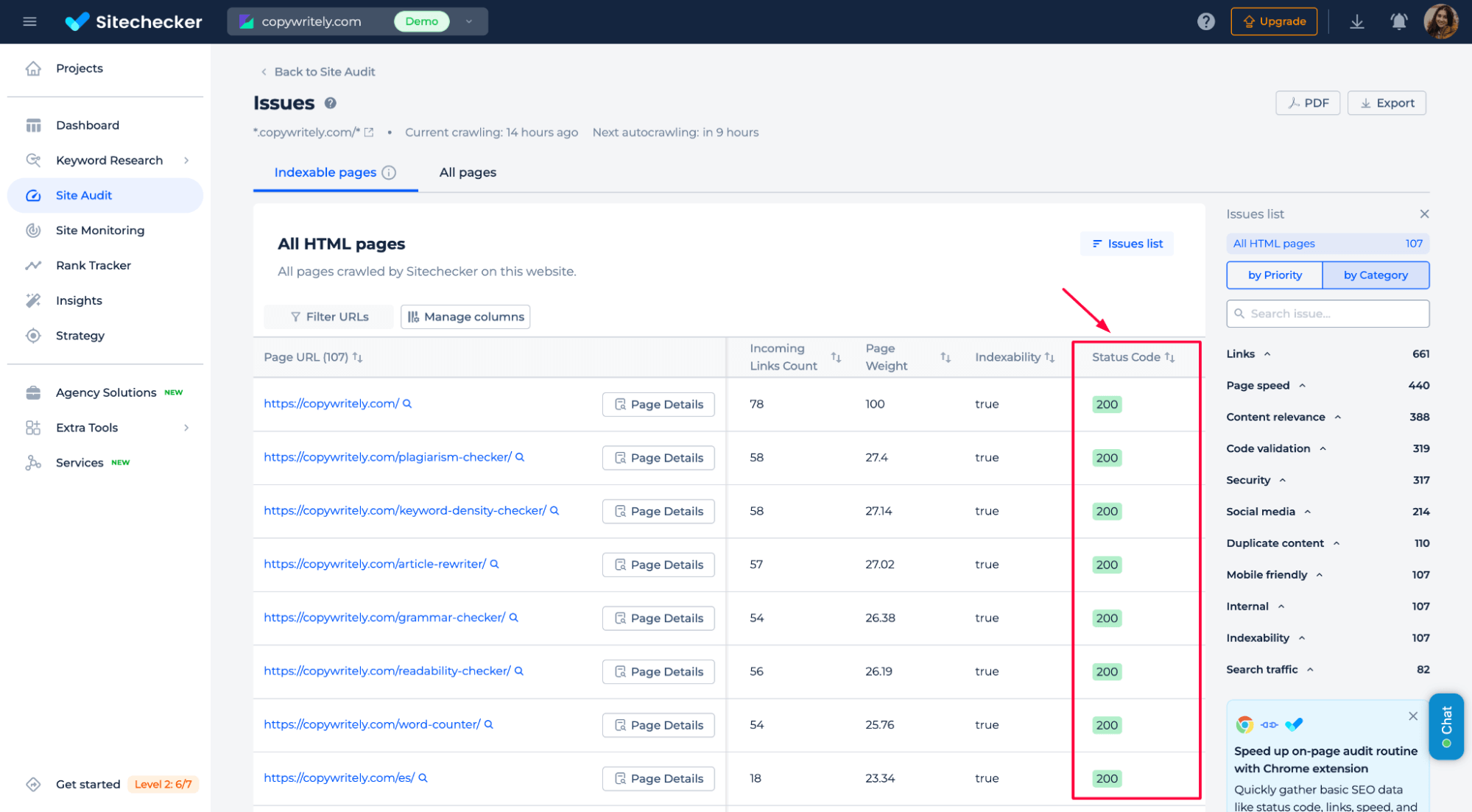 Sitechecker url status code