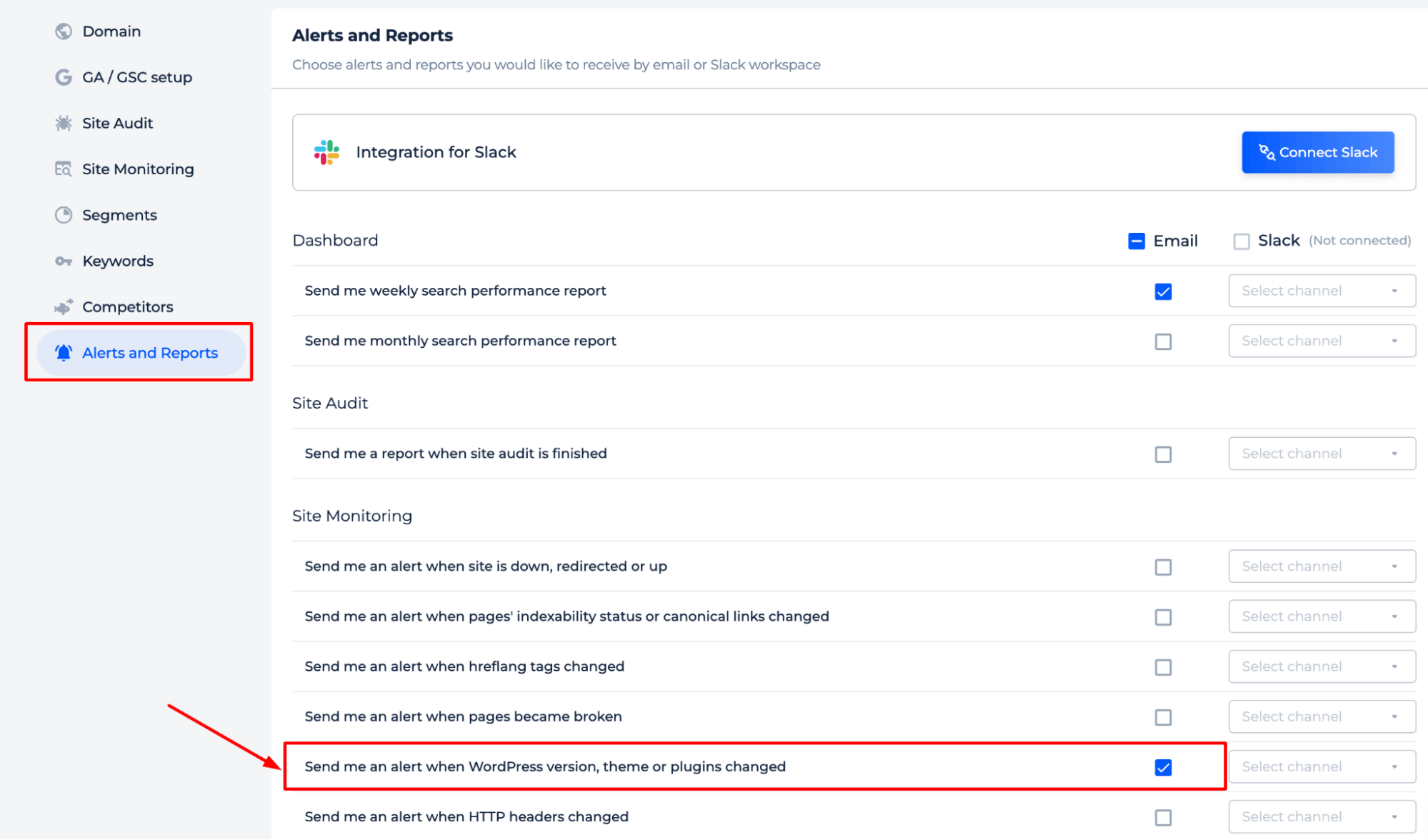 Sitechecker wp alerts
