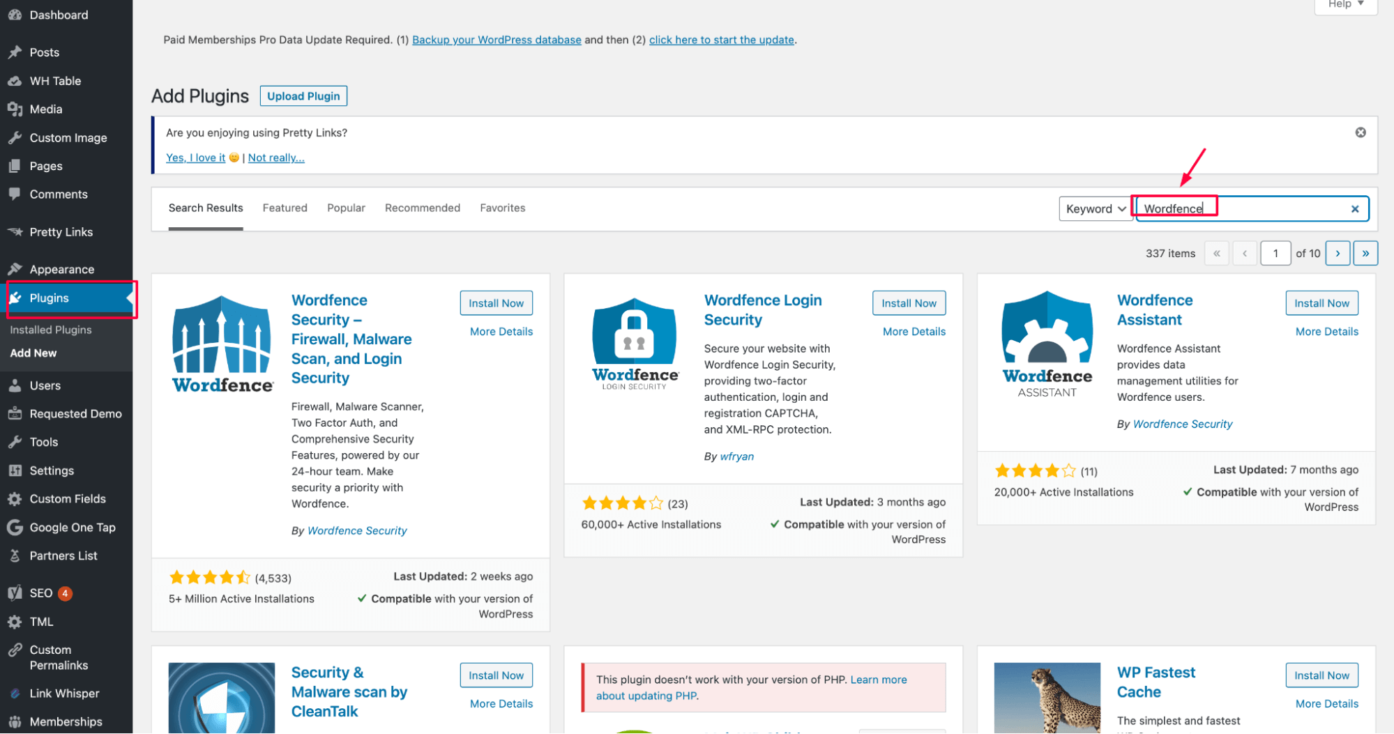 WP plugin wordfence