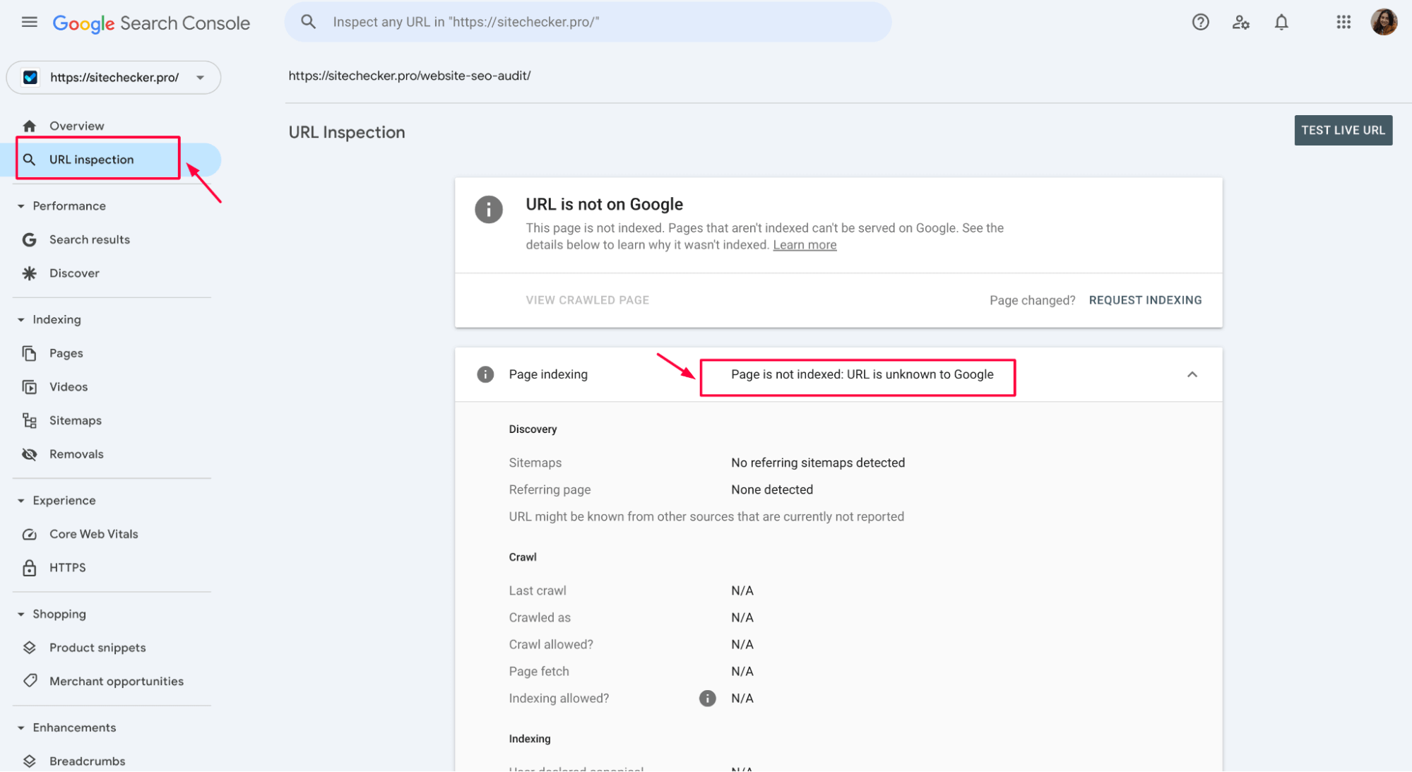 GSC page is not indexed