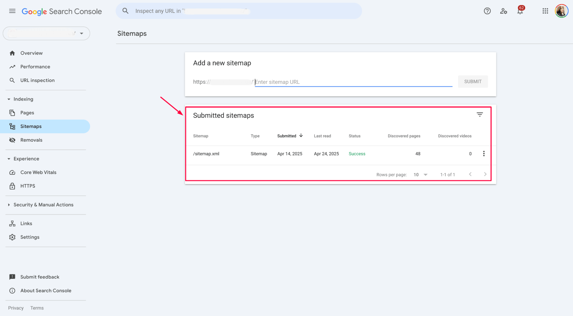 GSC submitted sitemaps