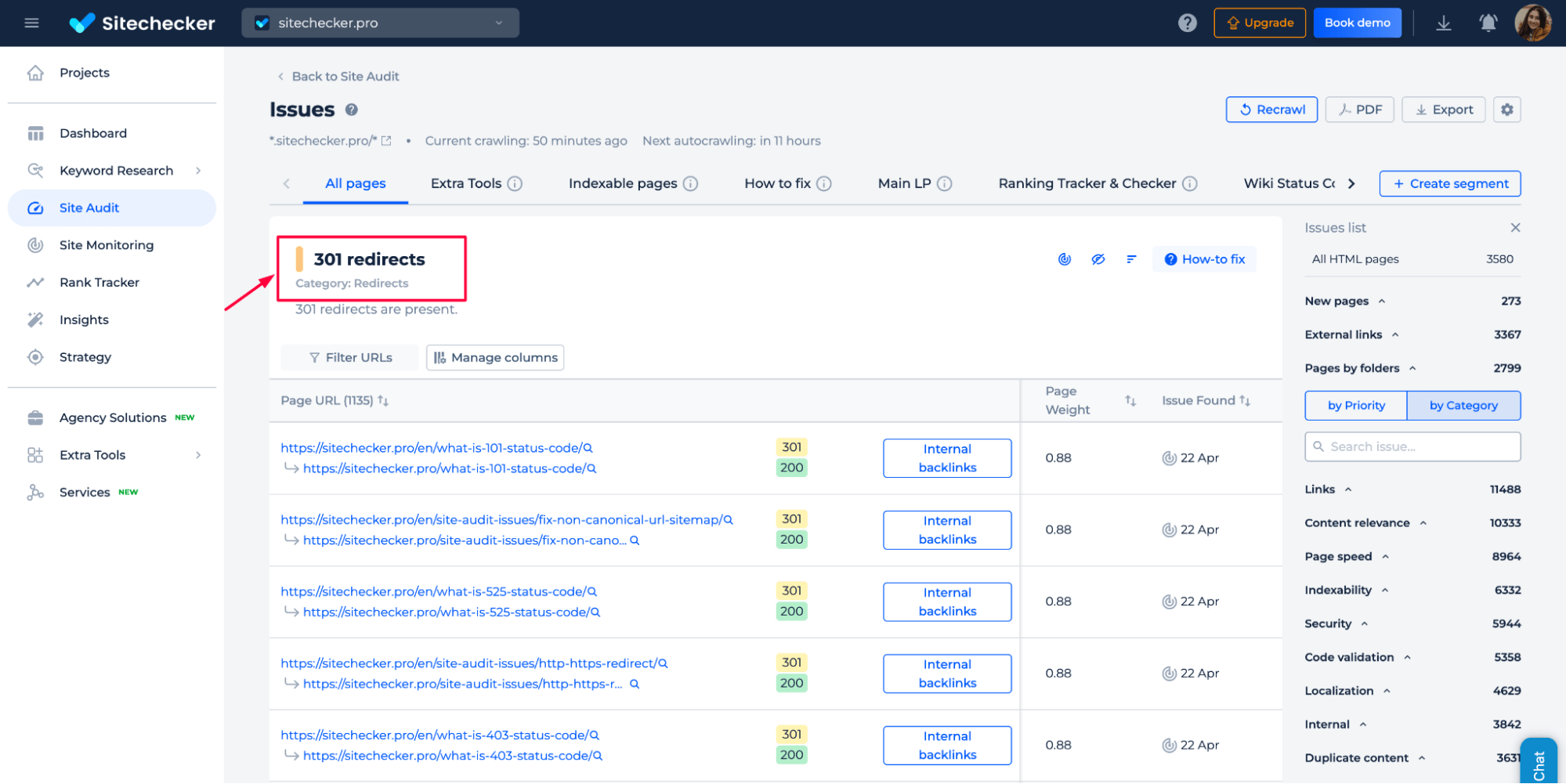 Sitechecker 301 redirects
