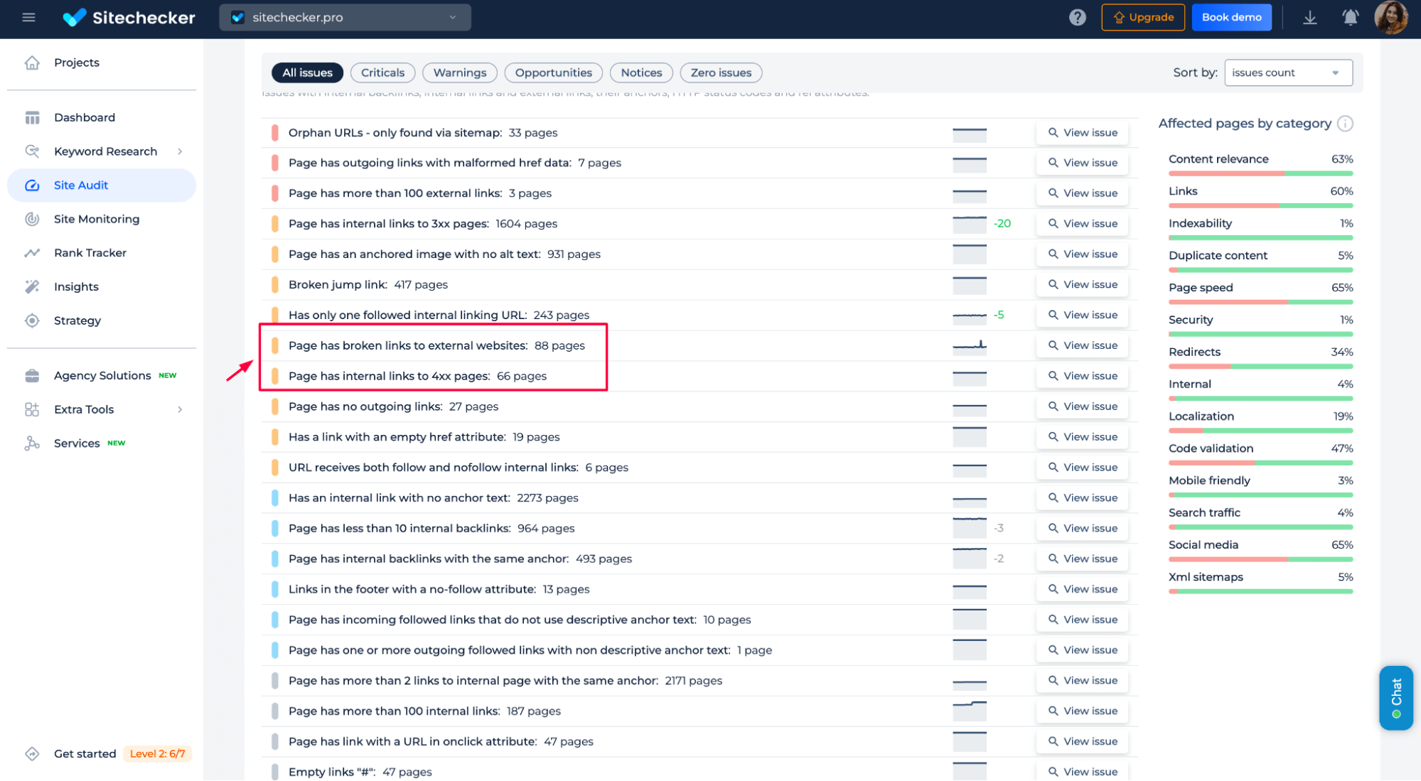 Sitechecker broken pages issues